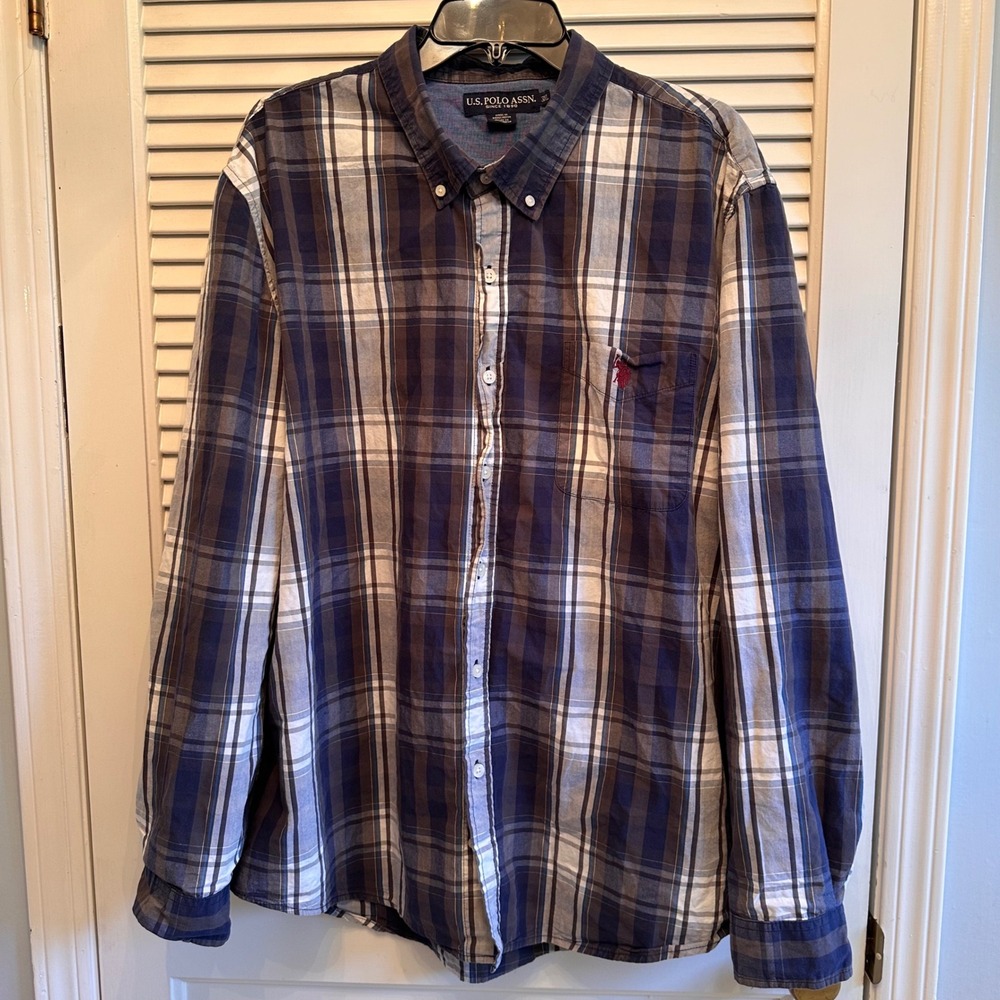 U.S. Polo‎ Assn. 3XL Plaid Long Sleeve Button Down Shirt Mens